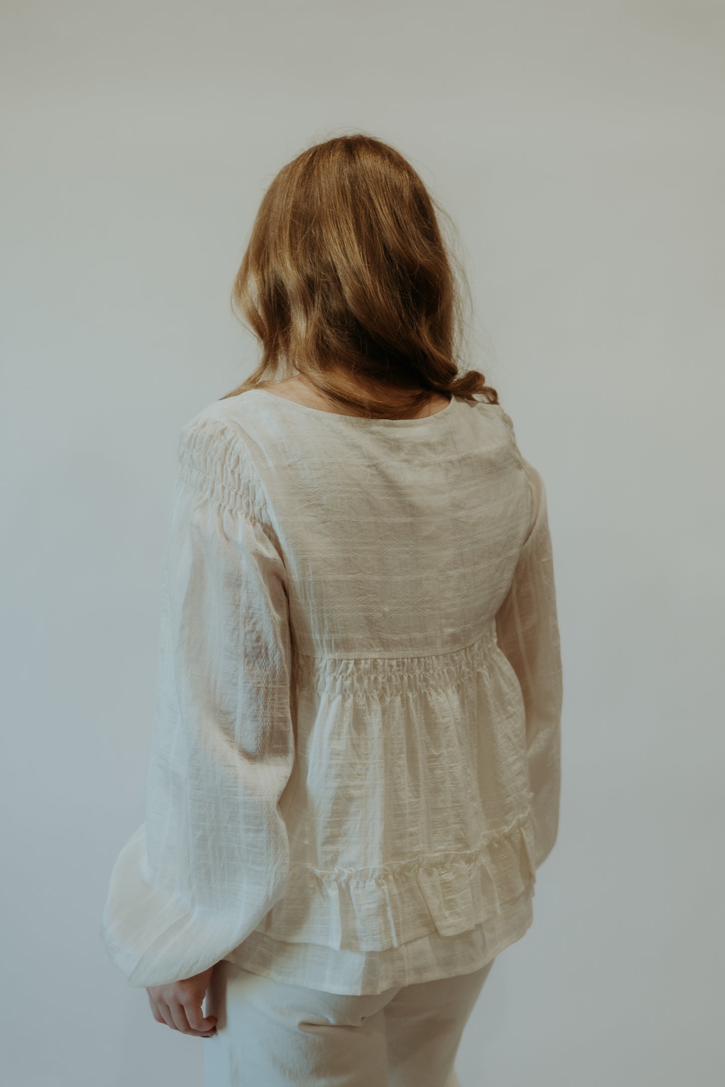 Ruffle Hem Peasant Blouse