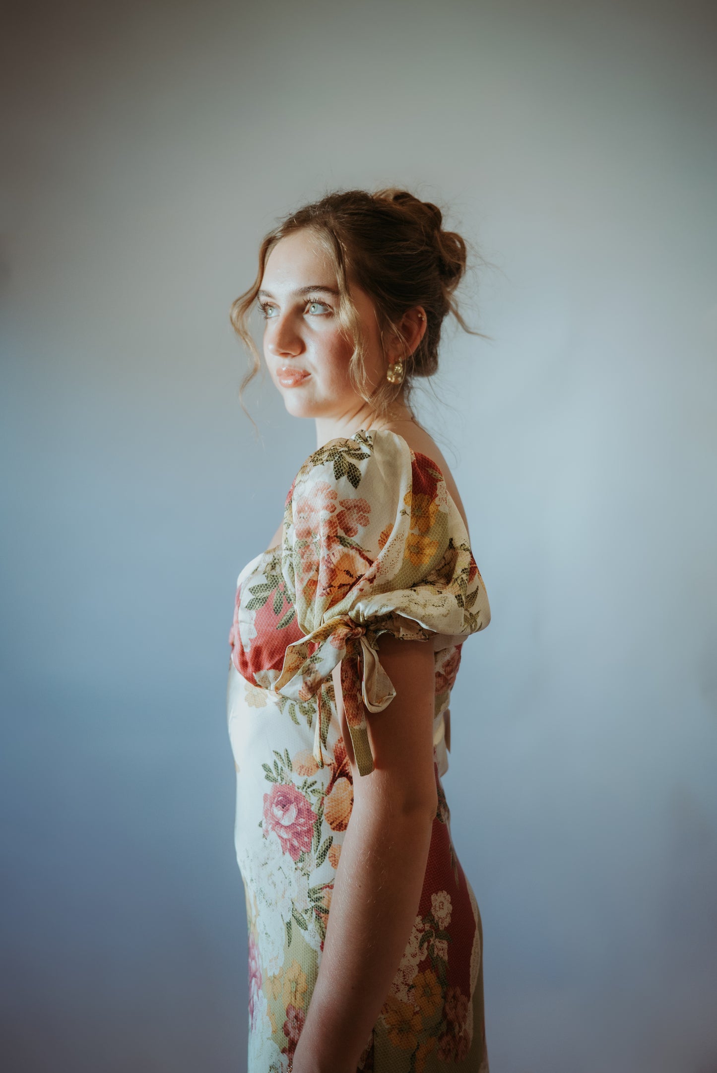 Meadow Romance Bow Tie Puff Sleeve Dress