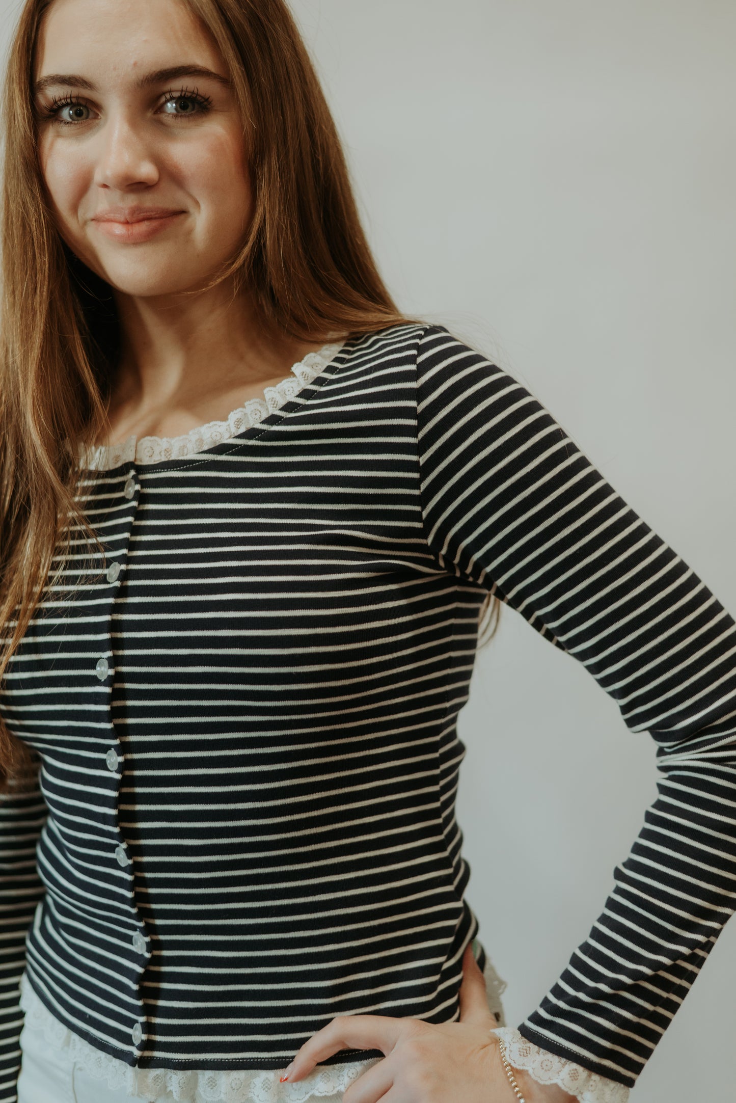 Navy Striped Cardigan