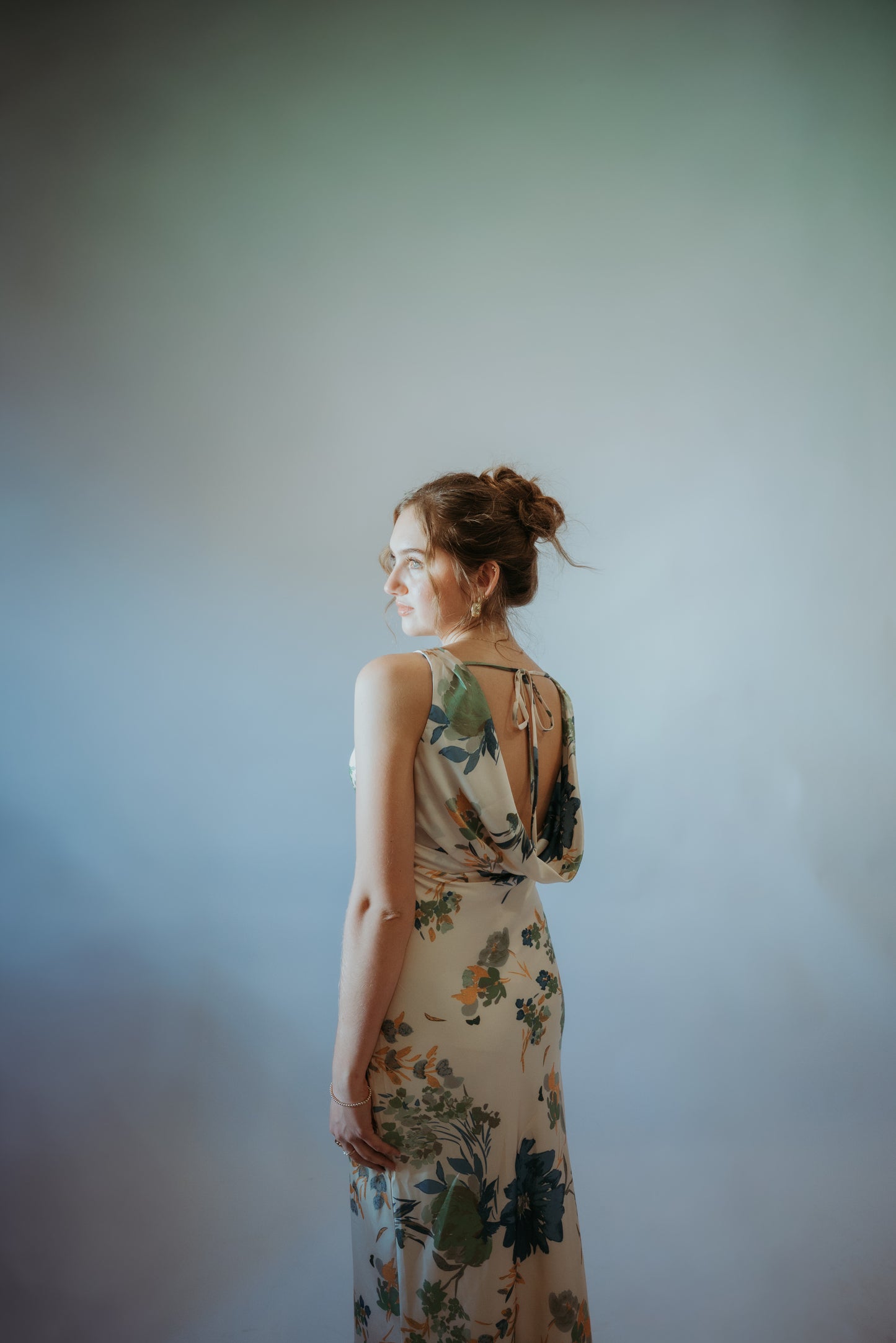 Freya Floral print Satin Maxi Dress