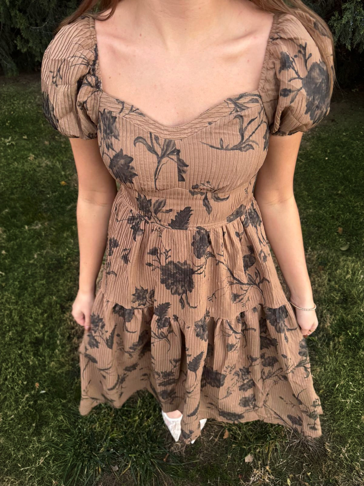 Textured Floral Dress