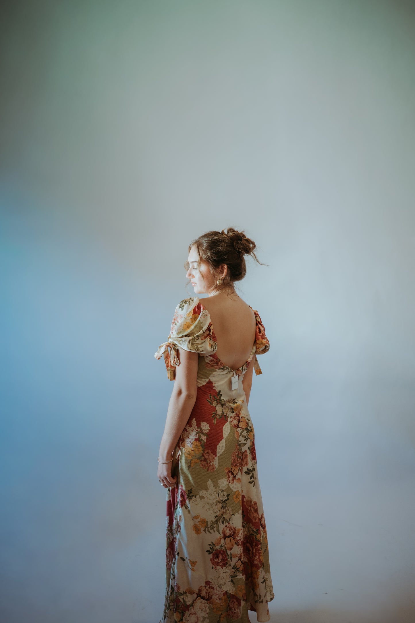 Meadow Romance Bow Tie Puff Sleeve Dress