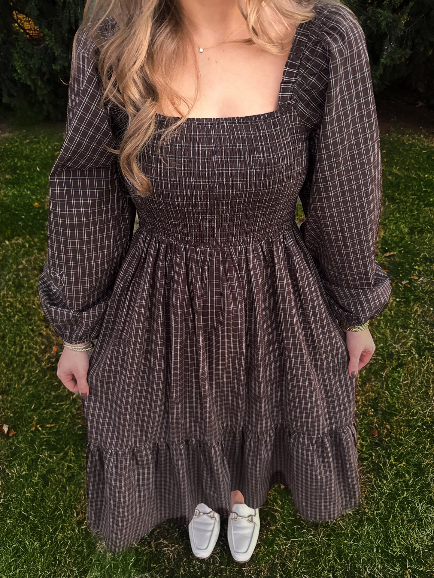 Checkered maxi dress 100% Cotton