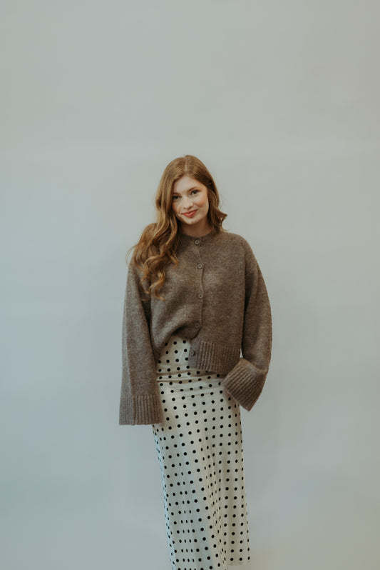 Polka Dot Satin Midi Skirt