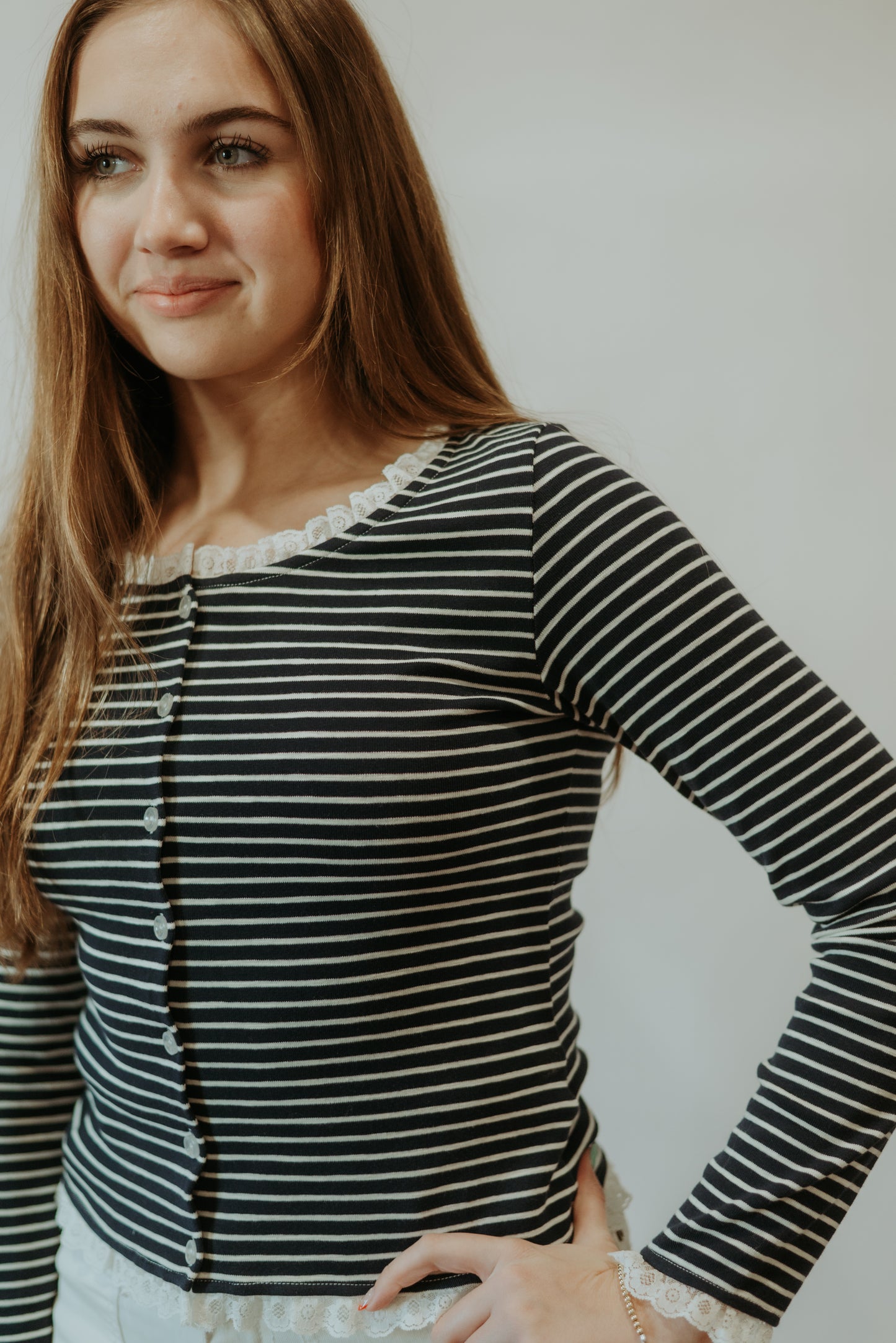 Navy Striped Cardigan