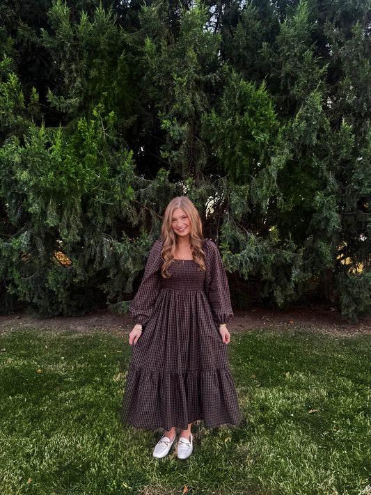 Checkered maxi dress 100% Cotton