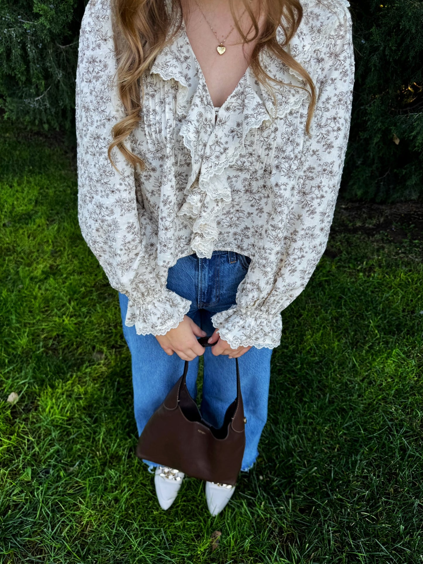 Floral Ruffle Lace Top