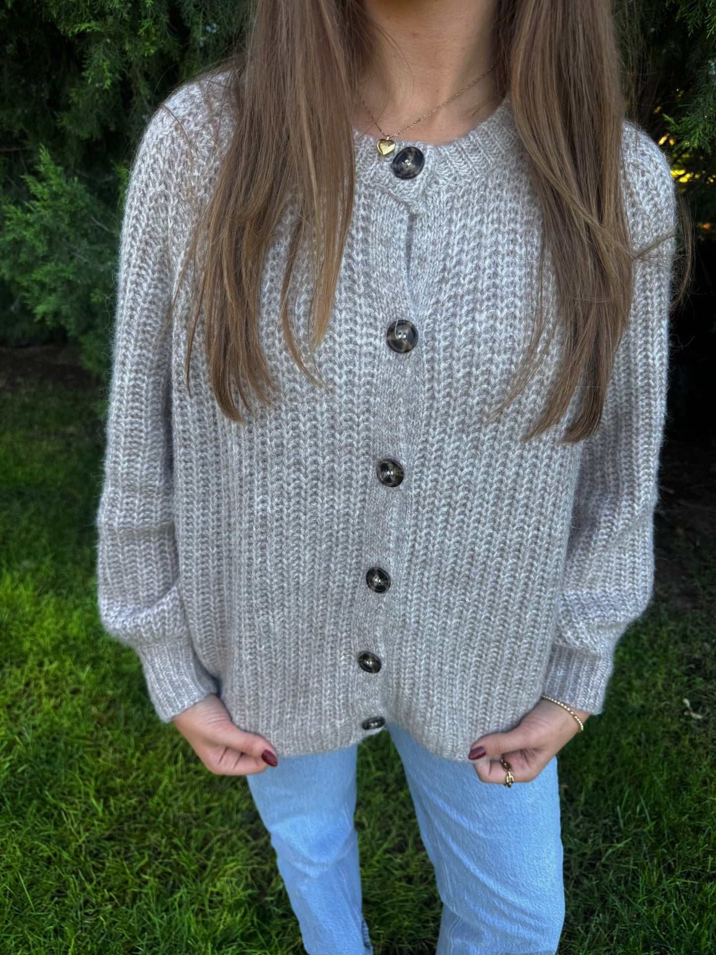 Round Neck Button up Cardigan